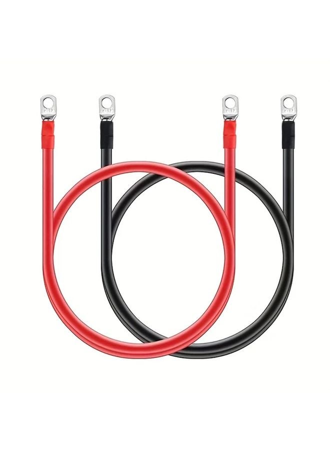 2 Pack 30 50 70 100Cm 5AWG 16mm² Copper Battery Cables With M8 Ring Terminals - Image 1